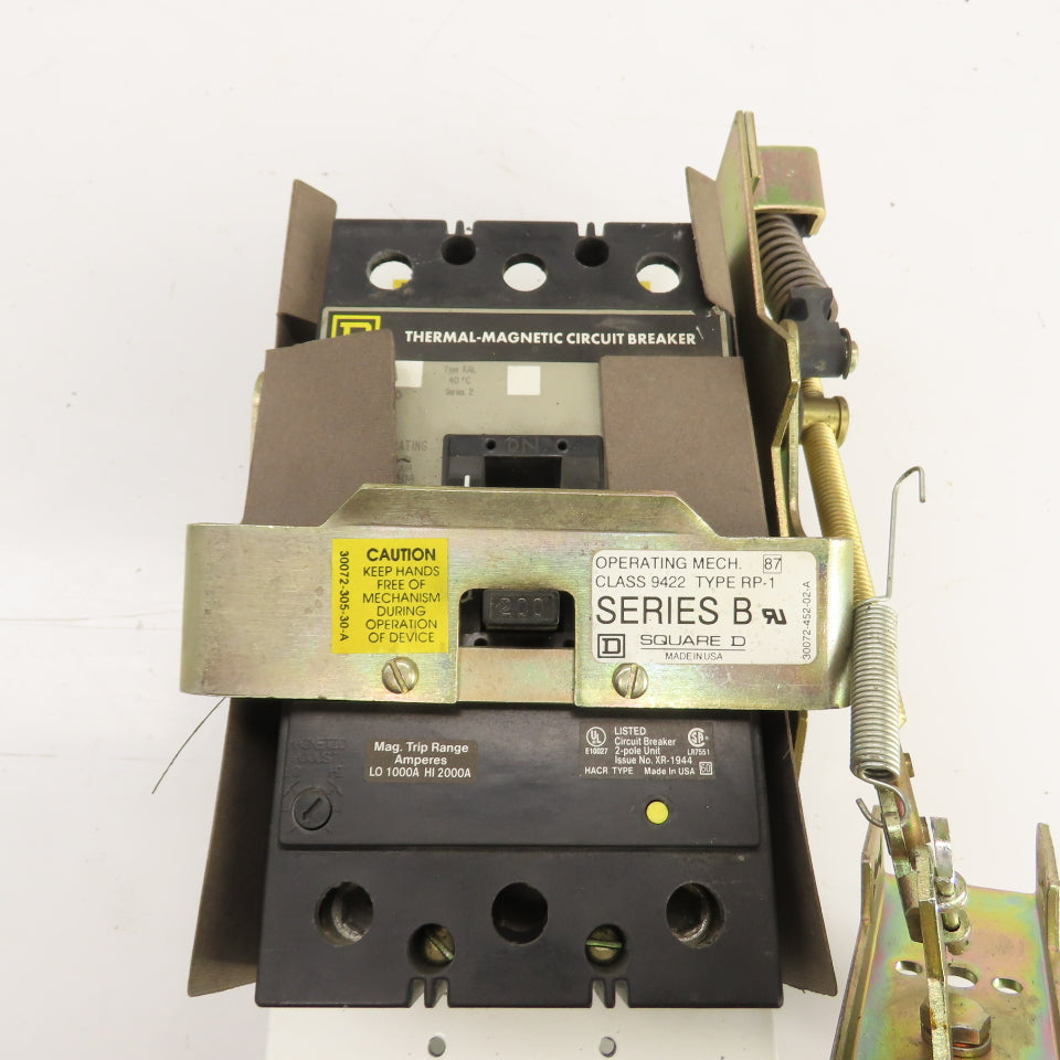 Square D KAL26200 200A 2-Pole Circuit Breaker W/ RP-1 Operating Mech Ser B