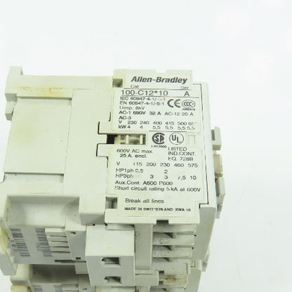 Allen Bradley 100-C12*10 Ser A 12A 600V Reversing Contactor 120V Coil 7.5HP