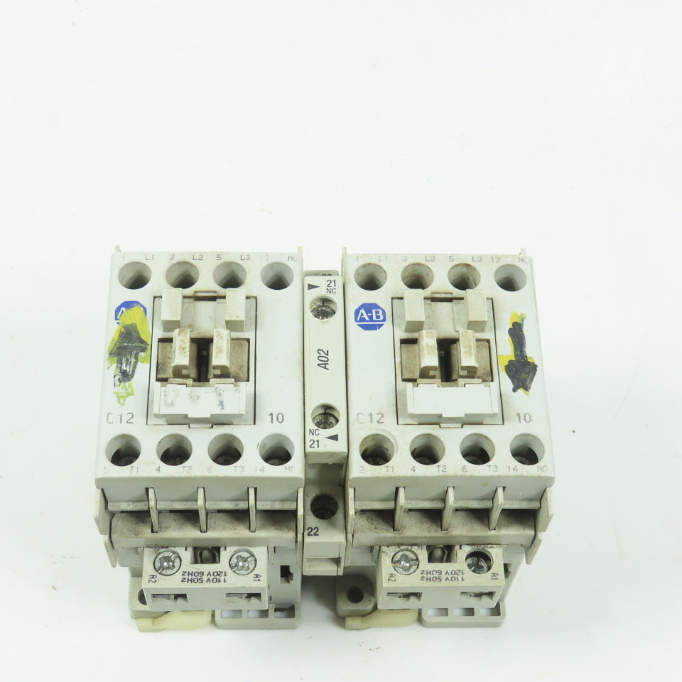 Allen Bradley 100-C12*10 Ser A 12A 600V Reversing Contactor 120V Coil 7.5HP