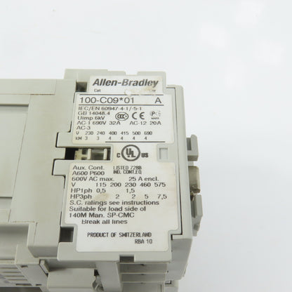 Allen Bradley 100-C09*01 Ser A 9A 600V Reversing Contactor 120V Coil 5HP