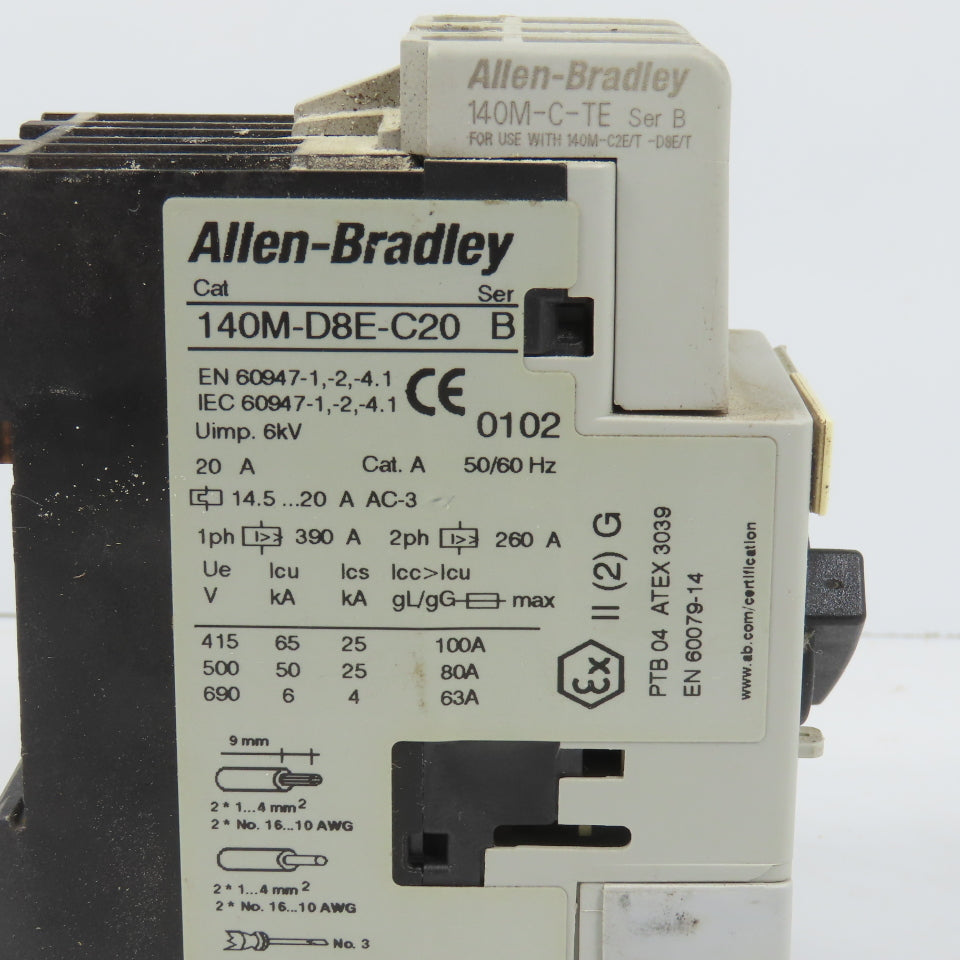 Allen Bradley 140M-D8E-C20 Motor Protection Circuit-Breaker 14.5-20A W/140M-C-TE