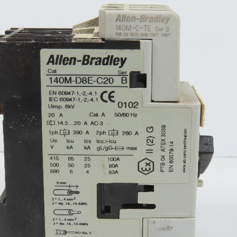 Allen Bradley 140M-D8E-C20 Motor Protection Circuit-Breaker 14.5-20A W/140M-C-TE