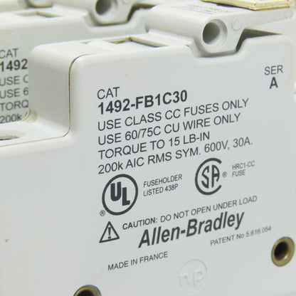 Allen Bradley 1492-FB2C30 1, 2, & 3 Pole 30A 600V Fuse Holders Mixed Lot Of 12