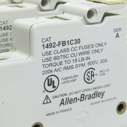 Allen Bradley 1492-FB2C30 1, 2, & 3 Pole 30A 600V Fuse Holders Mixed Lot Of 12