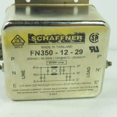 Schaffner FN350-12-29 Power Line Filter 3x520VAC 50/60Hz 12A@40°C
