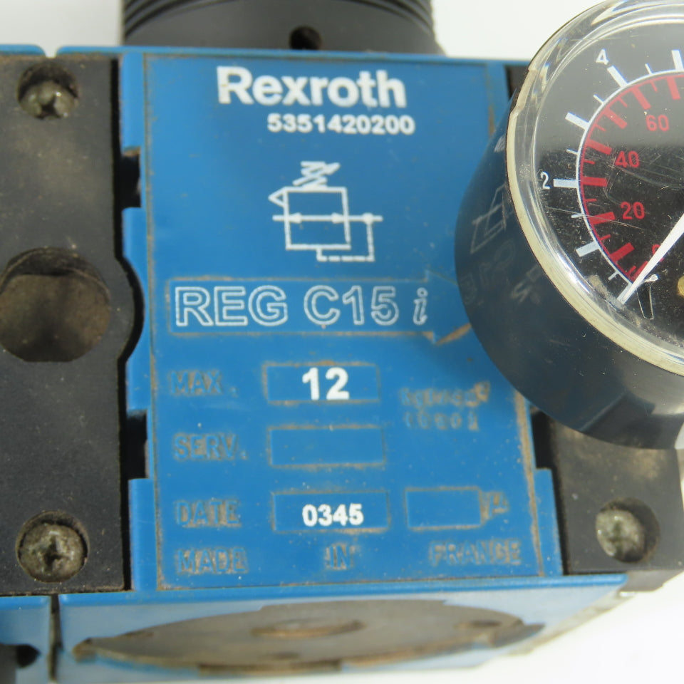 Rexroth 5351420200 REG-C15 Filter Regulator 12Bar Max W/ 5351220010 5352620100