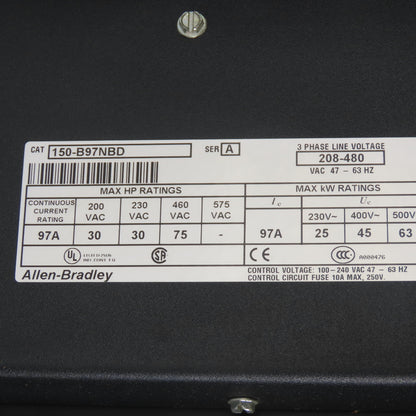 Allen Bradley 150-B97NBD Ser A 75HP Soft Start Motor Controller 480V 97A