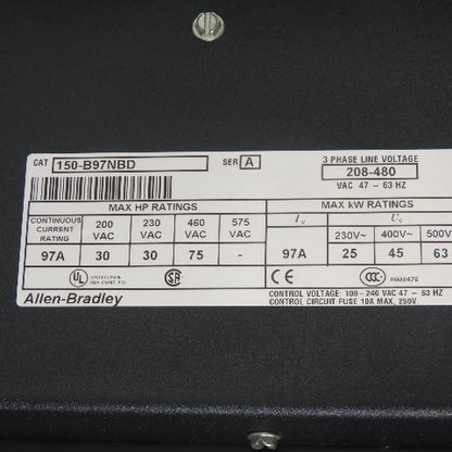 Allen Bradley 150-B97NBD Ser A 75HP Soft Start Motor Controller 480V 97A