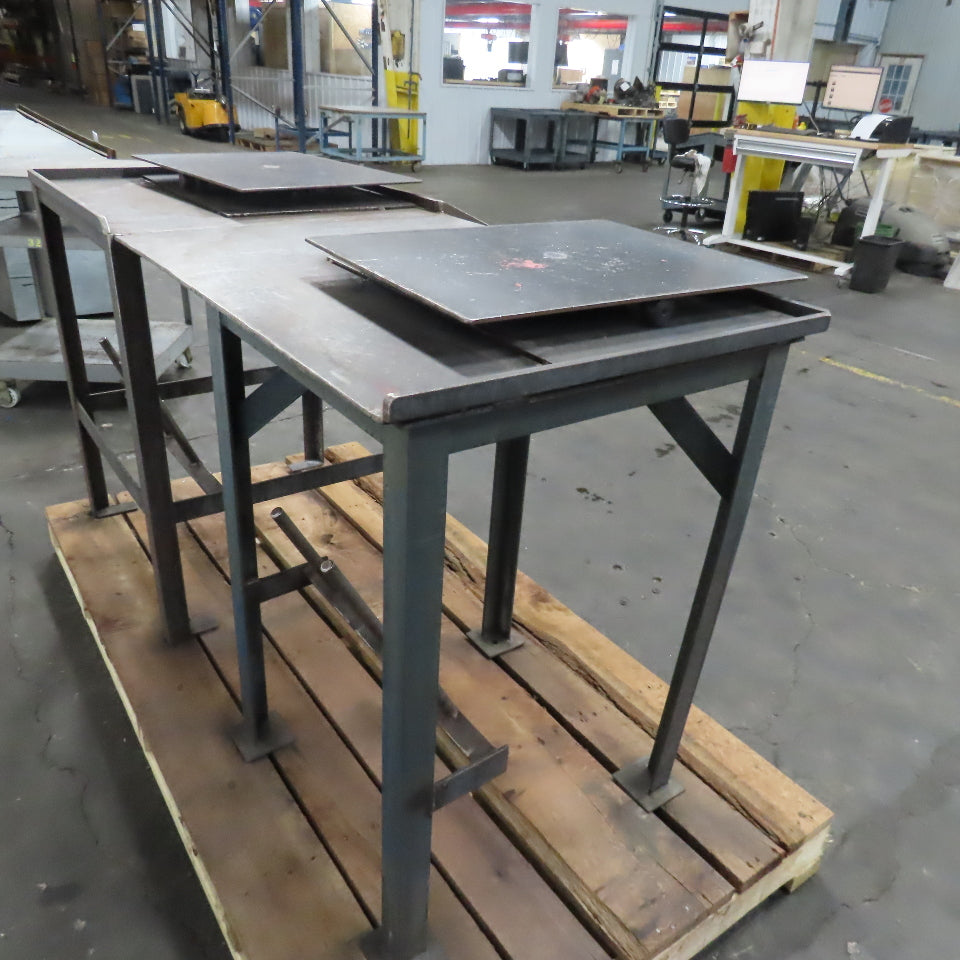 67" x 28" x 37" Tall Industrial Turntable Work Unwinding 2 Station Kitting Table