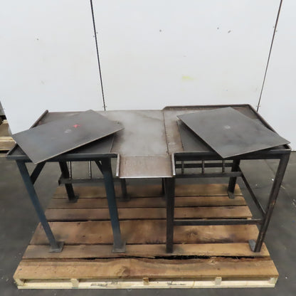 67" x 28" x 37" Tall Industrial Turntable Work Unwinding 2 Station Kitting Table