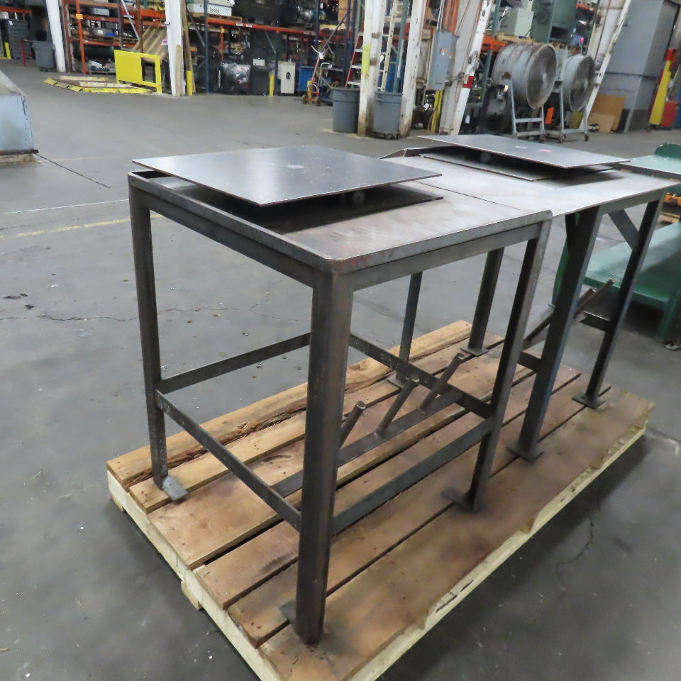 67" x 28" x 37" Tall Industrial Turntable Work Unwinding 2 Station Kitting Table