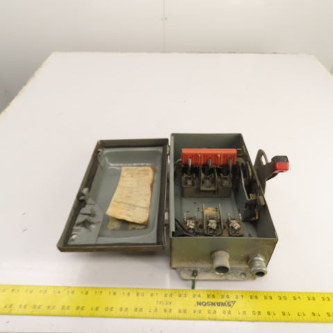 Square D H361AWK 30A 600VAC 3-Pole Fusible Safety Disconnect Switch