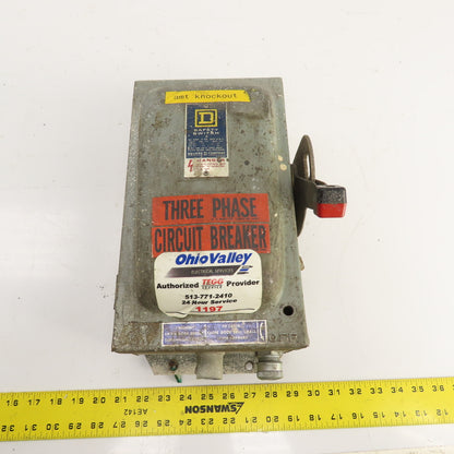 Square D H361AWK 30A 600VAC 3-Pole Fusible Safety Disconnect Switch