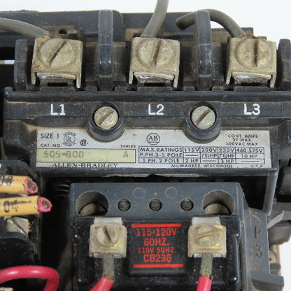 Allen Bradley 505-BOD Ser A Size 1 10HP Reversing Motor Starter 120V Coil