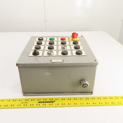 Hoffman E16PBY25M 13" x 12" x 6" Electrical Push Button Enclosure W/ 16 Buttons