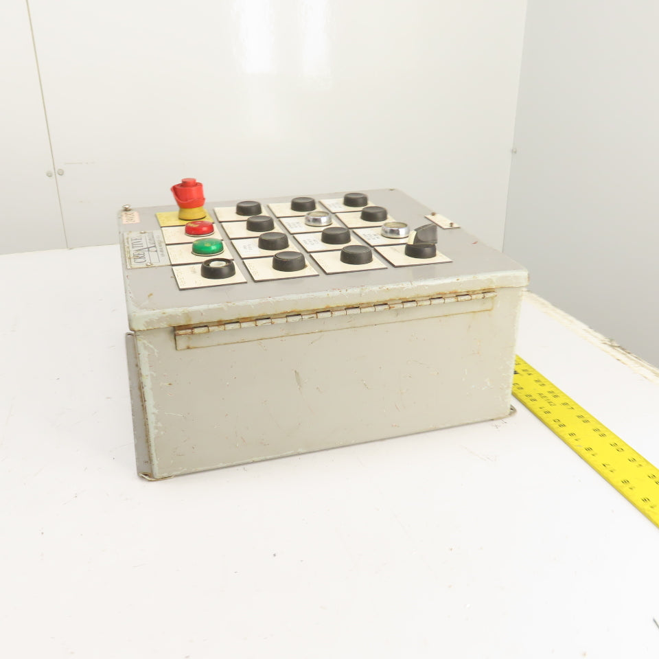 Hoffman E16PBY25M 13" x 12" x 6" Electrical Push Button Enclosure W/ 16 Buttons