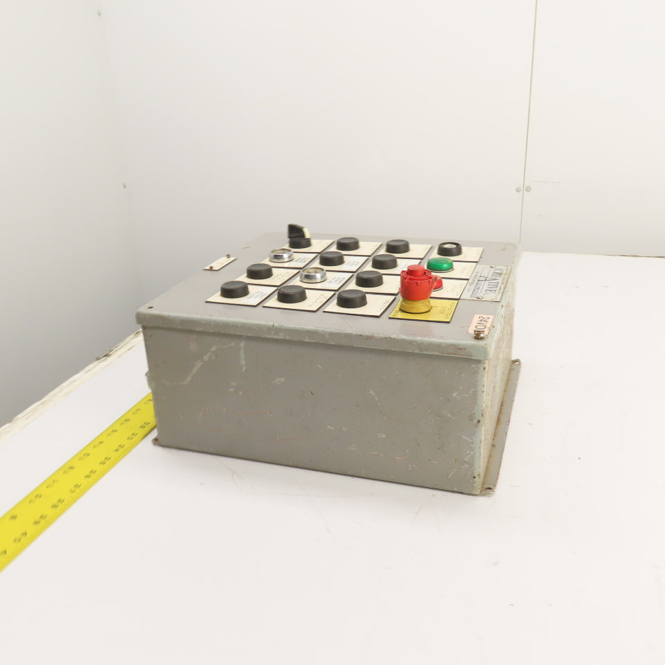 Hoffman E16PBY25M 13" x 12" x 6" Electrical Push Button Enclosure W/ 16 Buttons