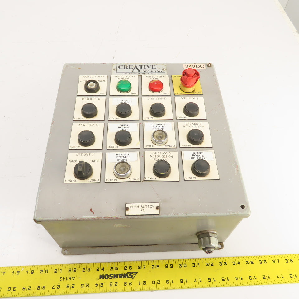 Hoffman E16PBY25M 13" x 12" x 6" Electrical Push Button Enclosure W/ 16 Buttons