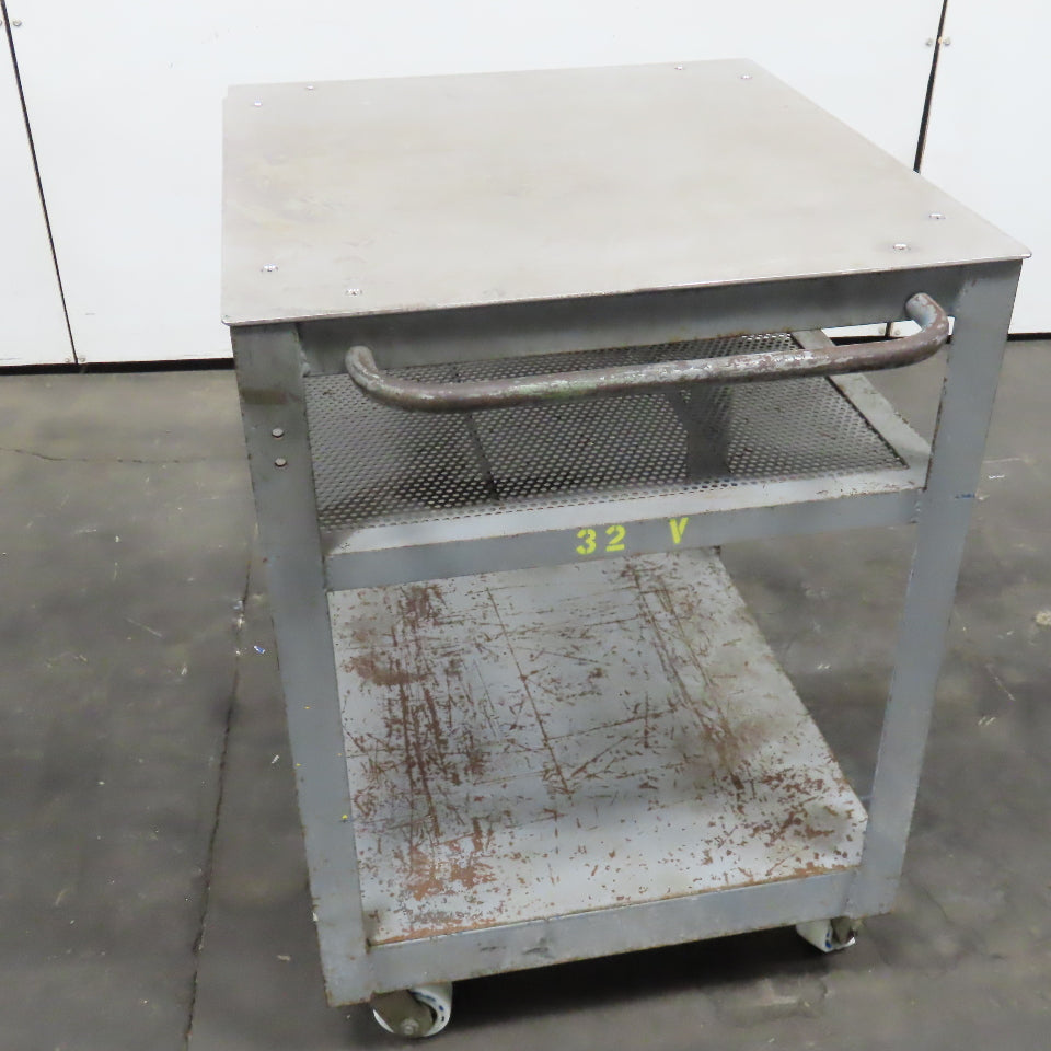 Steel Industrial Rolling Die Utility Maintenance Cart 2 Shelves 28" x 26" x 37"