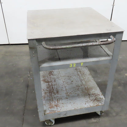 Steel Industrial Rolling Die Utility Maintenance Cart 2 Shelves 28" x 26" x 37"