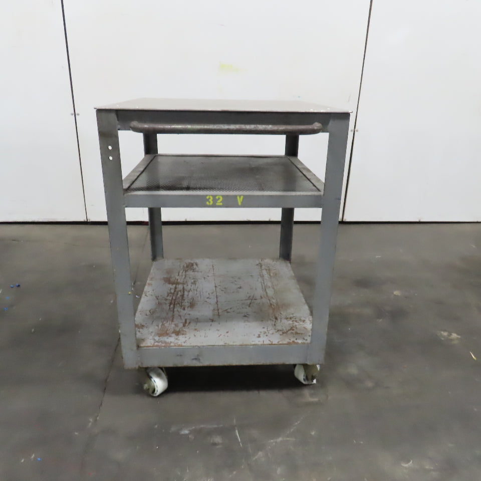 Steel Industrial Rolling Die Utility Maintenance Cart 2 Shelves 28" x 26" x 37"