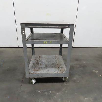 Steel Industrial Rolling Die Utility Maintenance Cart 2 Shelves 28" x 26" x 37"