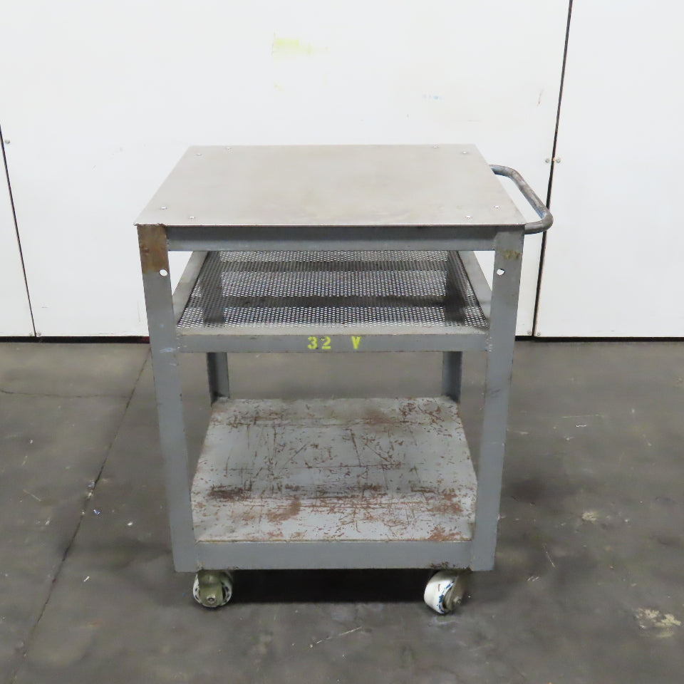 Steel Industrial Rolling Die Utility Maintenance Cart 2 Shelves 28" x 26" x 37"