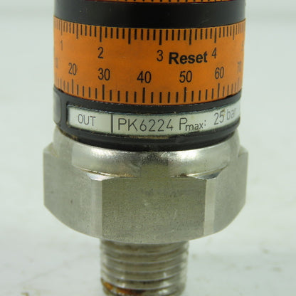 IFM PK6224 Pressure Switch With Intuitive Point Settings 25Bar 9.6-32VDC 500mA