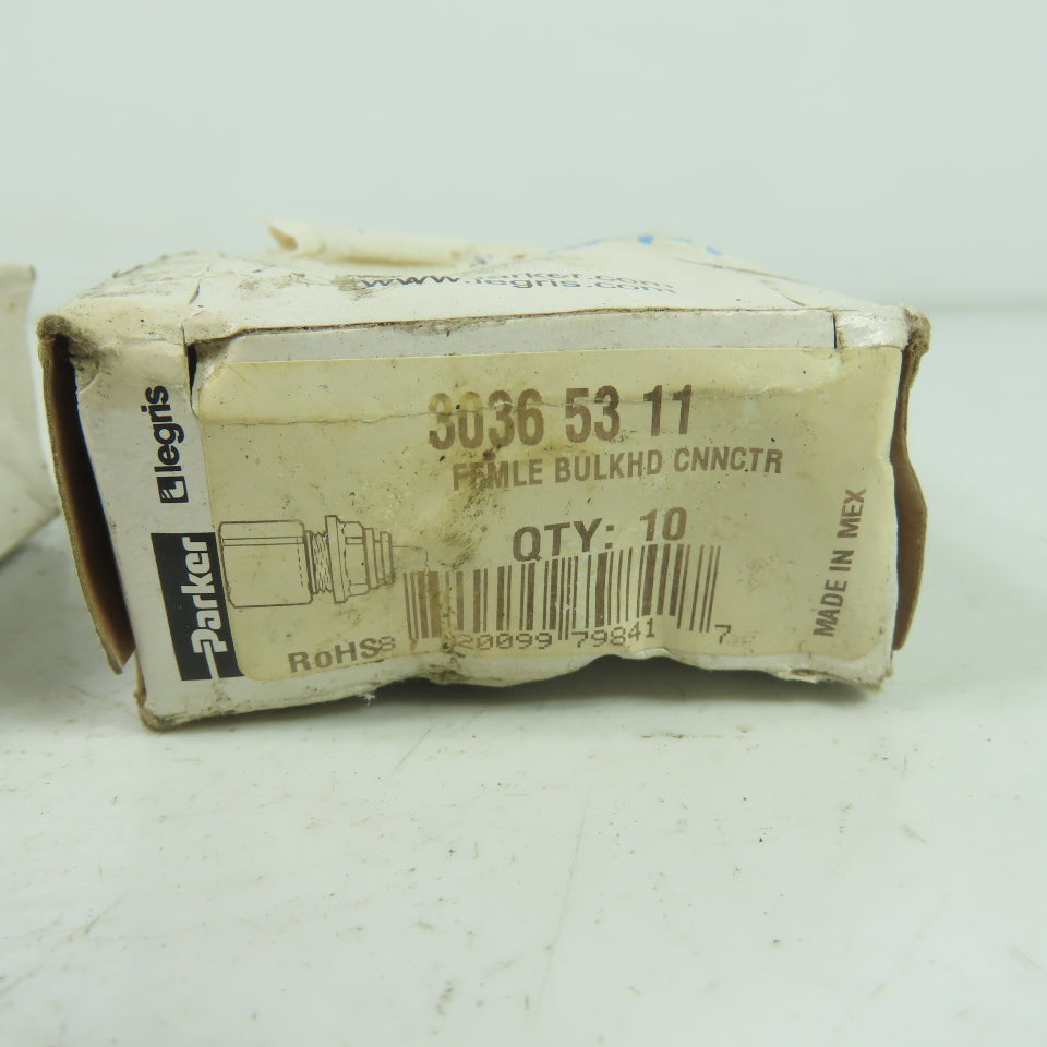 Parker 3036 53 11 Female Bulkhead Push-to-Connect Fittings 1/8" Lot Of 30