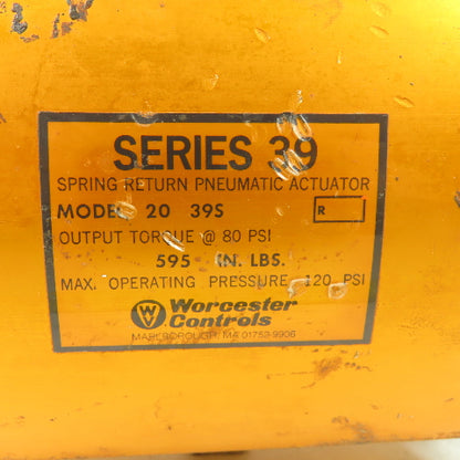 Worcester Model 20 39S Pneumatic Spring Return Actuator 120PSI