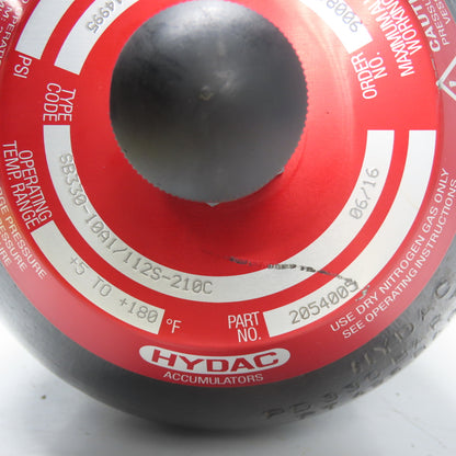 Hydac 2054005 10L Bladder Accumulator 3000PSI SB330-10A1/112S-210C
