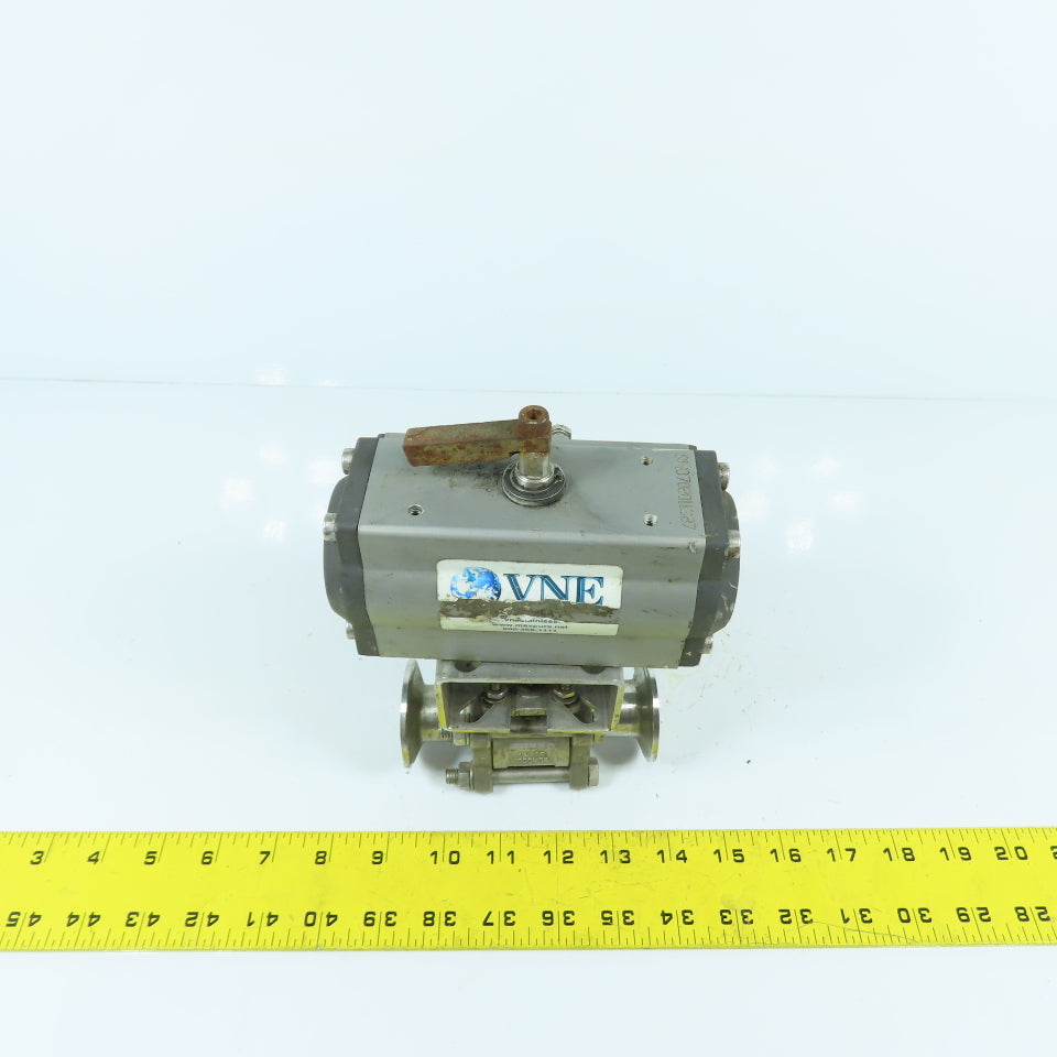 VNE PN 1" 316 Stainless Steel Sanitary Valve W/ Pneumatic Actuator