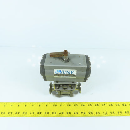VNE PN 1" 316 Stainless Steel Sanitary Valve W/ Pneumatic Actuator