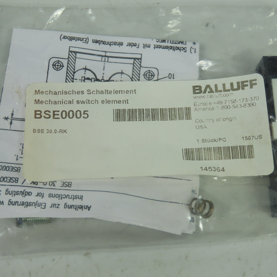 Balluff BSE0005 Mechanical Single Position Limit Switch BSE 30.0-RK