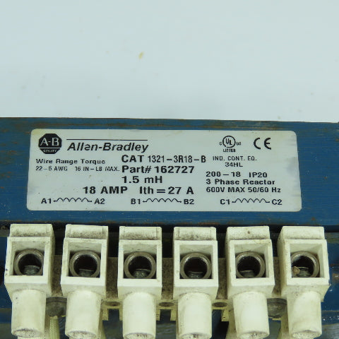Allen Bradley 1321-3R18-B 3-Phase Line Reactor 600V Max 18A 1.5mH