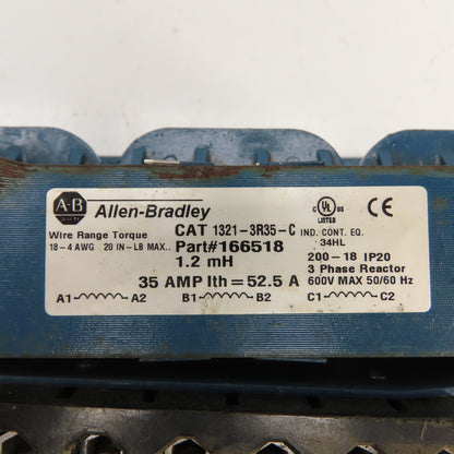 Allen Bradley 1321-3R35-C 3-Phase Line Reactor 600V Max 35A 1.2mH
