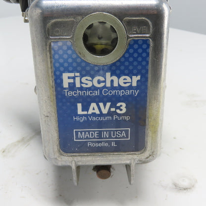 Fischer LAV-3 High Vacuum Pump 1P 115V Tested