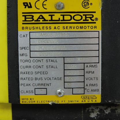 Baldor BSM80B-175AA Brushless AC Servo Motor 4000RPM 300V 8A RMS (NEEDS BEARINGS