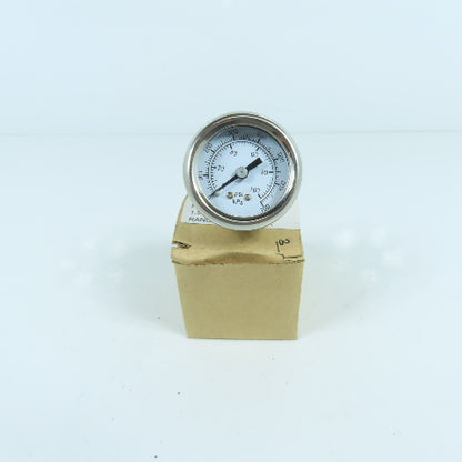 PM15C1C8L18BV2 1-1/2" Stainless Steel Pressure Gauge 0-100PSI 0-700KPA 1/8" CBM