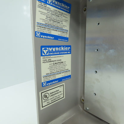 Vynckier Type APO 11x11x5" Fiberglass Electrical Enclosure Backplate & Clear Top