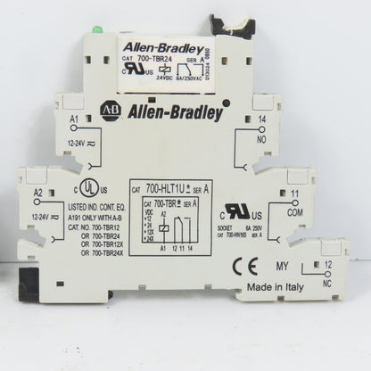Allen Bradley 700-HLT1U* Ser A Terminal Block Relay W/ 700-TBR24 Lot Of 2