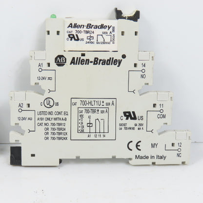 Allen Bradley 700-HLT1U* Ser A Terminal Block Relay W/ 700-TBR24 Lot Of 2