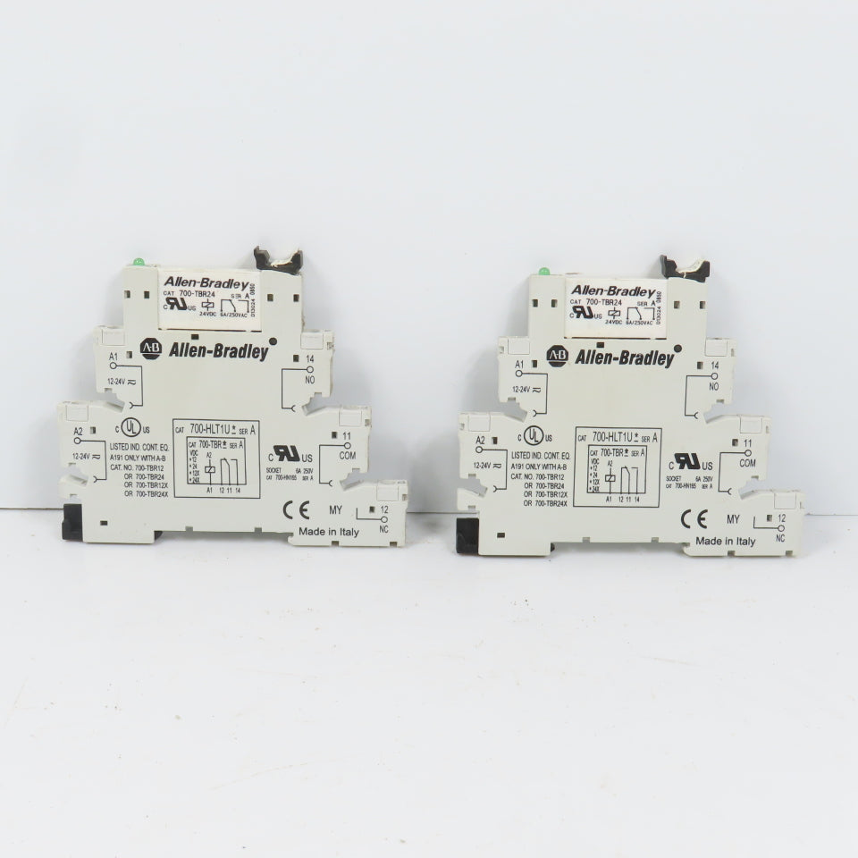 Allen Bradley 700-HLT1U* Ser A Terminal Block Relay W/ 700-TBR24 Lot Of 2