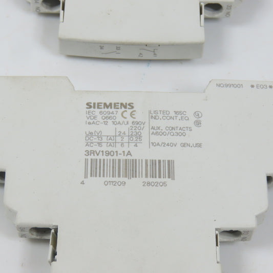 Siemens 3RV1901-1A Auxiliary Contact Block For 3RV1 Lot Of 4