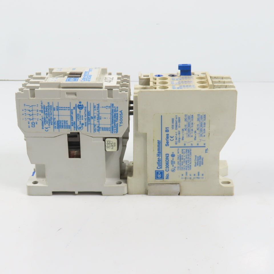 Cutler Hammer AE16CNS0 12A 600V 7.5HP Power Contactor 120V Coil C306DN3 Overload