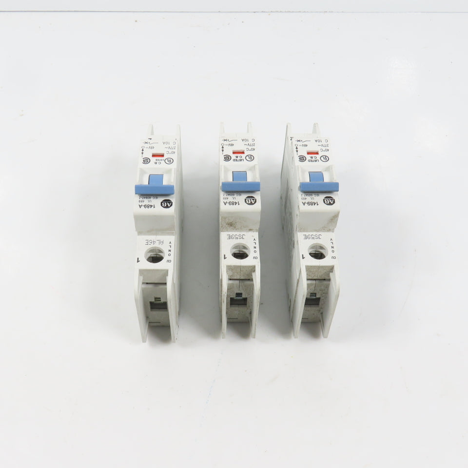 Allen Bradley 1489-A1C100 Ser A 10A Single 1 Pole Circuit Breaker Lot Of 3