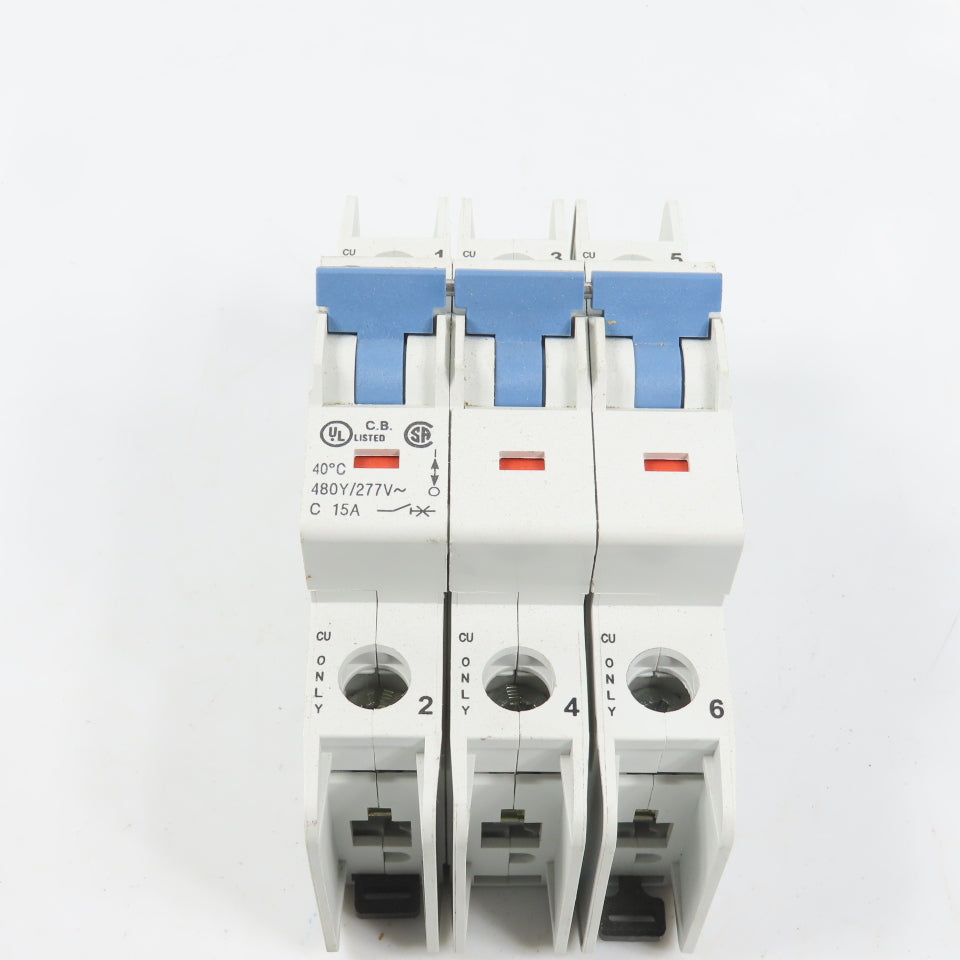 Allen Bradley 1489-A3C150 Ser A 15A Three 3 Pole Circuit Breaker 480/277V