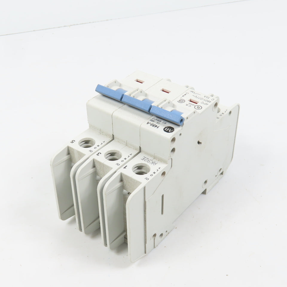 Allen Bradley 1489-A3C150 Ser A 15A Three 3 Pole Circuit Breaker 480/277V
