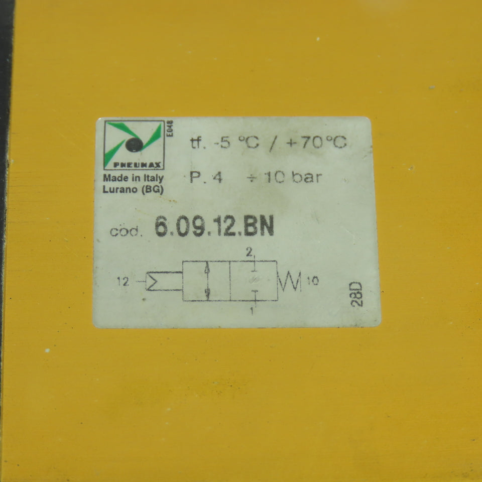 Pneumax 6.09.12.BN Pneumatic Block Valve 10 Bar