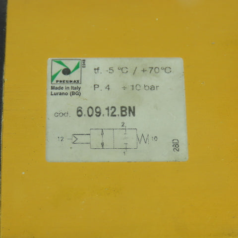 Pneumax 6.09.12.BN Pneumatic Block Valve 10 Bar